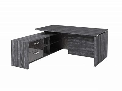 Стол с опорной тумбой FI-117L.GG Древесина Графит/Камень Пьетра Гриджиа черный