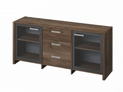 Тумба трехсекционная с 2 дверьми FI-13-02.D. Орех Пацифик Табак