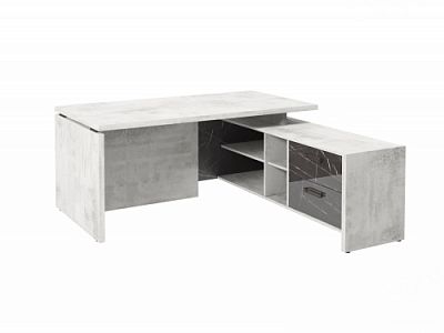 Стол с опорной тумбой FB-117R.GG Хромикс белый/Камень Пьетра Гриджиа черный