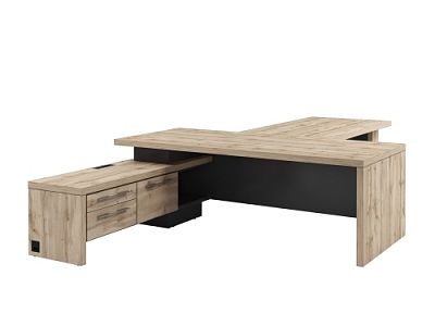 Стол руководителя с опорной тумбой Т-922.1000Л с блоком розеток и брифингом