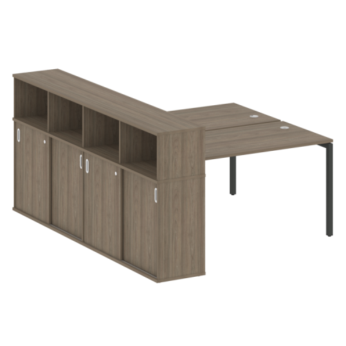 Бенч-система с шкафом-купе на П-обр. м/к Metal System Quattro 40БП.РС-СШК-4.3