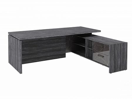 Стол с опорной тумбой FB-121R.GG Древесина Графит/Камень Пьетра Гриджиа черный