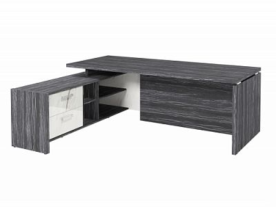 Стол с опорной тумбой FI-121L.GG Древесина Графит/Мрамор Леванто белый