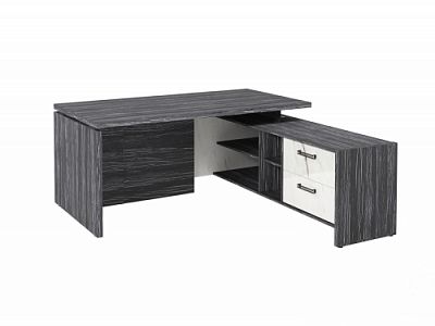 Стол с опорной тумбой FB-117R.GG Древесина Графит/ Мрамор Леванто белый