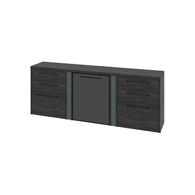 Тумба трехсекционная с дверью стеклянной в профиле и 6 ящиками Greenwood G-691.04L (L)