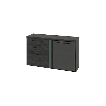 Тумба двухсекционная с дверью стеклянной в профиле и 3 ящиками Гринвуд G-681.02R (R)