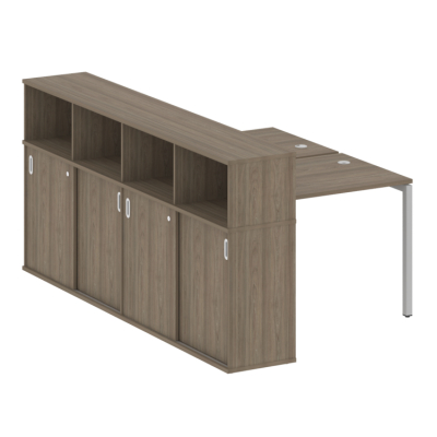 Бенч-система с шкафом-купе на П-обр. м/к Metal System Quattro 40БП.РС-СШК-4.1